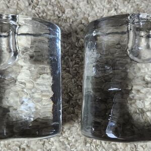 Set of Crate & Barrel "Crystal Clear Ice" Oval Block Taper Candle Holders